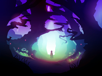 In The Woods forest girl illustration mood scary silhouette spooky woods