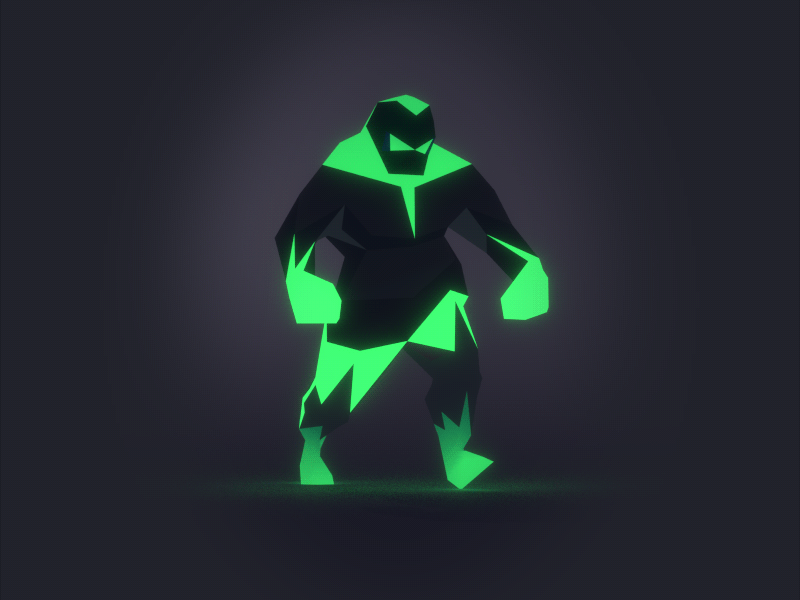 The Glowing Foe dark walk character heavy slow games mobile neon monster blender walk cycle animation