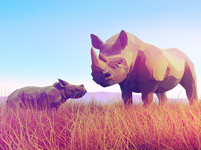Rhinos 3d africa animal animals character design low poly lowpoly rhino stylized