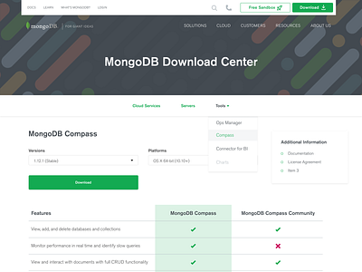 MongoDB - Download Center Refresh interaction design research ui design user experience prototype ux design