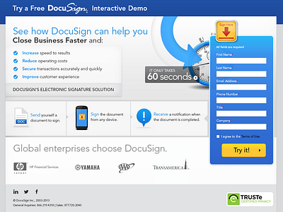 Vertical focused landing pages - DocuSign