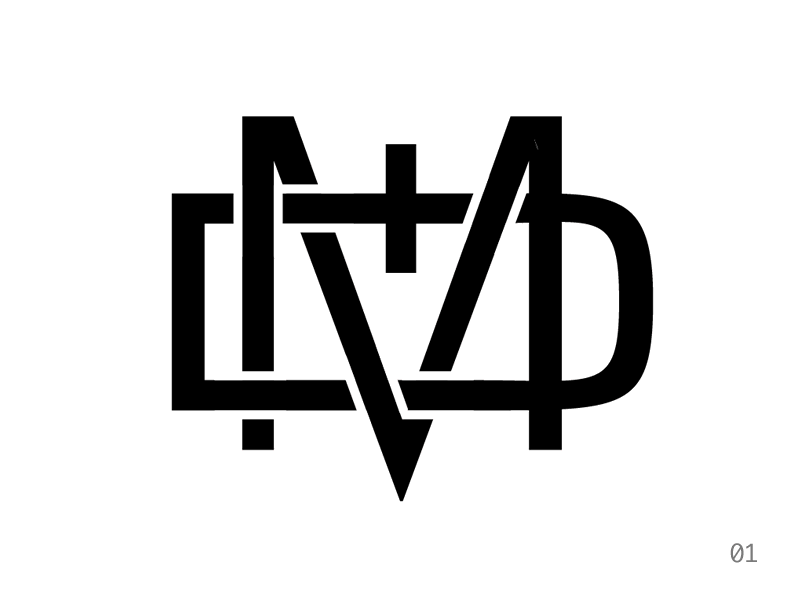 M&D monogram development gif logo monochrome monogram process
