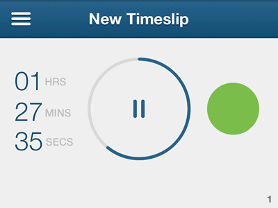 GIF of Mobile Time Tracking design progress forms freeagent mobile time timer ui
