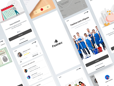 App Faxinex - Service provider app brazil clean flat illustration ios minimal mobile service typography ui ux