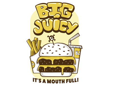 Big Juicy adobe art burger food fries humor illustration vector