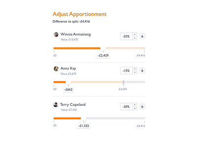 Interdependent Sliders animation comparison dashboard freebie legal principle sliders split ui ux web web app web design