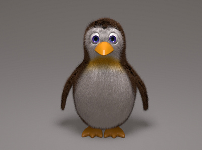 Penguin 3d character arnold render maya texture