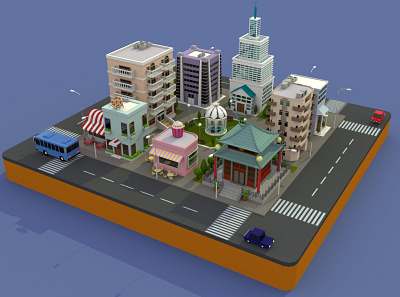 City Environment 3d modeling arnold render isometric design maya texture