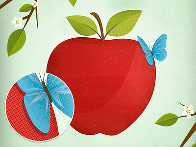 Apple illustration apple butterfly fruit illustration illustrator pattern texture