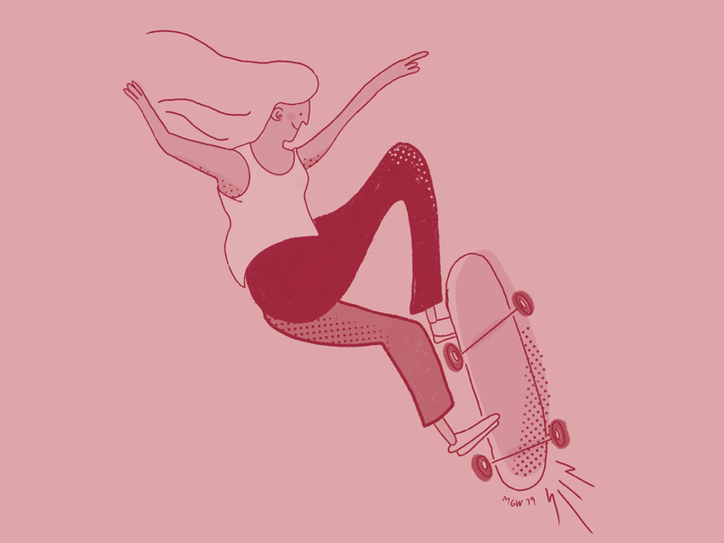 Skater Girl gnarly rad skater girl person halftone illustration skateboard
