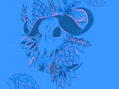 Blue and Pink Skull