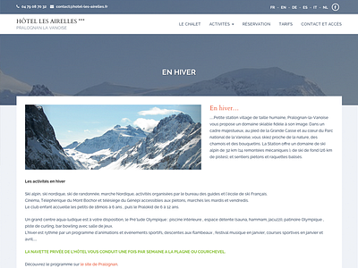 Les Airelles - Page bootstrap design hôtel parallax skin snow template website winter wordpress