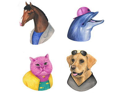 The BoJack Series animals artwork bojack horseman fanart fun art illustration paintings personal project watercolor