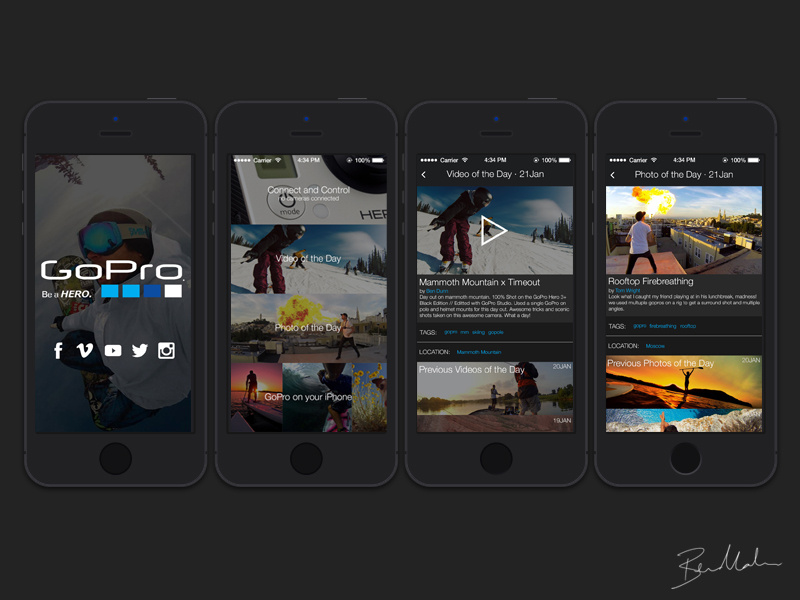 Gopro App Re Design By Ben Mahon On Dribbble