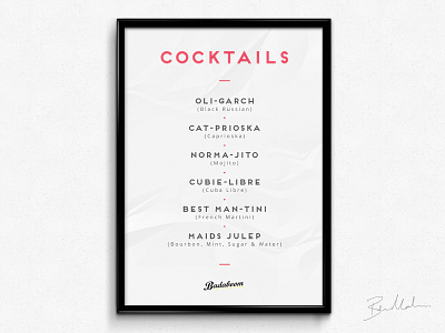 Cocktail bar clean cocktail design graphic illustrator menu photoshop