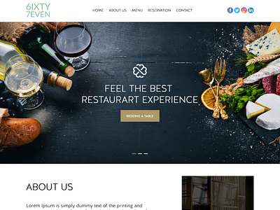 Sixty Seven - Restaurant Web Page Design