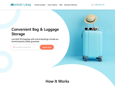 Mind My Bags - Web Page Design (Retail) awesome creative design elegant eye catching landing page design luggage modern nice retail shop shopping ui unique ux web design website design