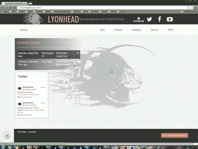 Lyonhead Web Site css3 music rock music web design