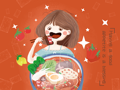 eat905 design food girl illustration oneli people ui vegetables