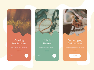 Onboarding Screens for Wellness App app design design mobile design onboarding screen typography ui welcome screen