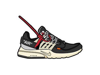 Off White x Nike Air Presto branding design flat icon illustration nike off white sneakers vector