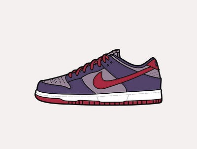 Nike Dunk Low Plum branding design drawing dunk flat icon illustration nike sneakers vector