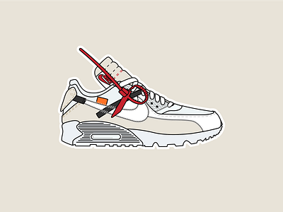 Nike Air Max 90 Off White design flat illustration sneakers vector