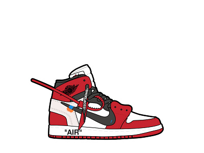 Off White x Air Jordan 1 "Chicago" design flat icon illustration jordan nike off white sneakers vector