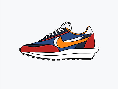 Sacai x Nike LDV Waffle Daybreak branding design flat illustration nike nike running sacai sneakers vector