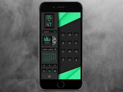 Green Gray Greatness app graphic design homescreen icon interface mobile ui
