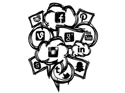 Drawn Social Media Speech Bubbles design graphic design icon illustration ui vector
