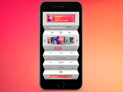 Pink and Orange Accordion Music Player App app design graphic design homescreen icon illustration interface mobile ui vector