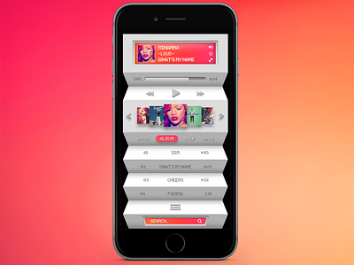 Pink and Orange Accordion Music Player App