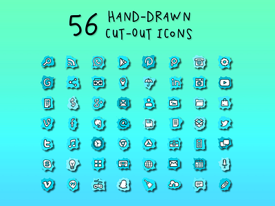 56 Hand-Drawn Cut-Out Icons design icon illustration