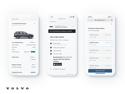 Volvo Checkout Screens checkout clean design ecommerce flat interface ios minimal mobile mobile app mobile ui mobiledesign product design product designer ui uidesign user experience ux web website