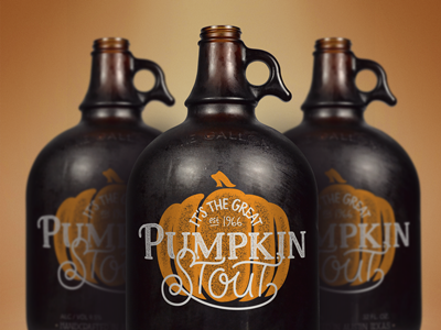Pumpkin Contest | Pumpkin Stout beer bottle growler halloween handlettering mockup orange packaging pumpkin spiceworks stamp stout