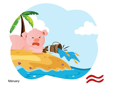 pisces pig animation branding calendar calendar 2019 calendar app calendar design design illustration logo minimal newyear pig pigyear type vector
