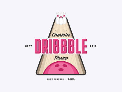 Charlotte Dribbble Meetup 2017 badge bowling charlotte clt dribbble illustration meetup vector