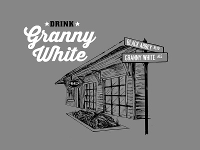 Black Abbey Granny White Ale beer design illustration logo typography