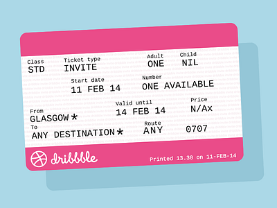 Now Departing - Dribbble Invite