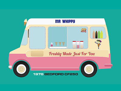 Bedford Ice Cream Van color flat graphics ice cream illustration illustrator vector