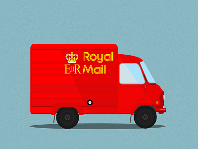 Leyland EA, Royal Mail Redline Post Van car flat illustrator post postal red retro truck van vector vintage