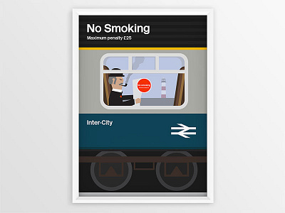 British Rail - No Smoking Poster 1970s british british rail flat. illustrator inter city poster railway retro train transport vintage