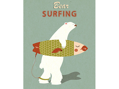 Bear Surfing bear fish gills longboard polar scales surf surfboard surfer surfing toluzakova tova