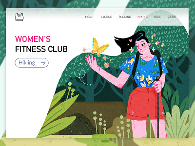 Hiking fitness club girls hiking illustration