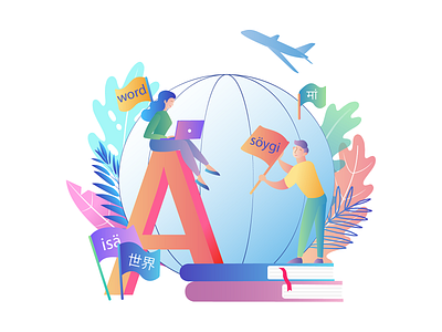 Faculty of Foreign Languages app design flat illustration ui vector web