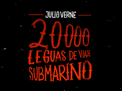 20 000 Leguas de viaje submarino illustration design typography julio verne