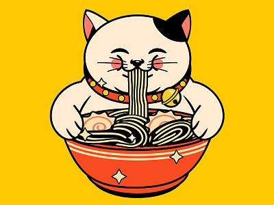 Ramen Cat anime graphic design illustration kawaii poster design ramen