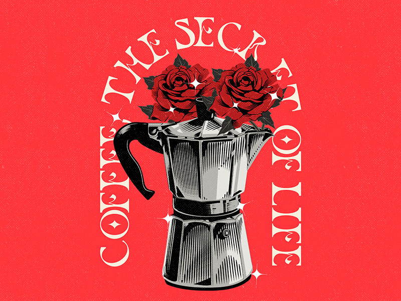 The secret of life aesthetic cartoon character coffee design graphic design illustration music vector vinyl vinyl cover