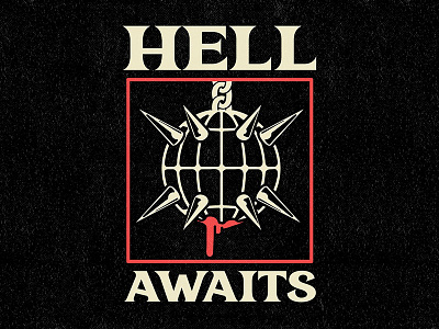 HELL AWAITS aesthetic blood design graphic design illustration label logo music sphere tshirt vector vinyl